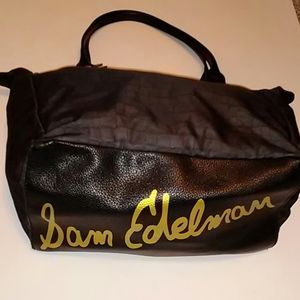 Sam Edelman Black Shoulder Bag with Gold Logo